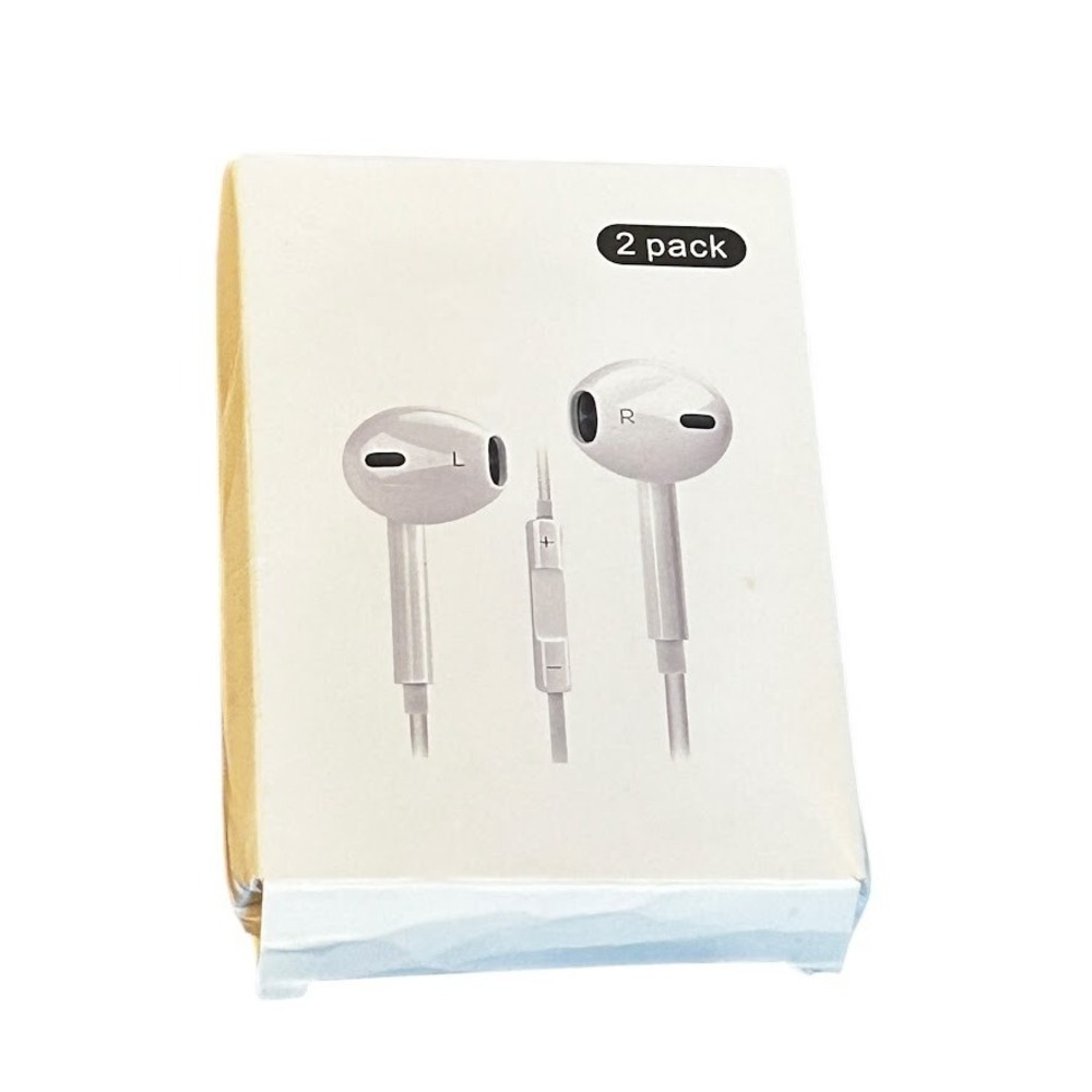 Generic ear buds - White - Wired - 2 pack - Box Damage - New